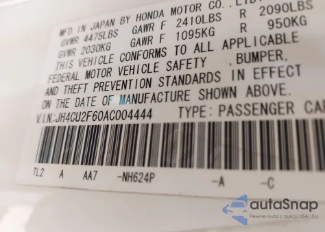 2010 Acura Tsx 2.4 из США, поврежденный, VIN JH4CU2F60AC004444